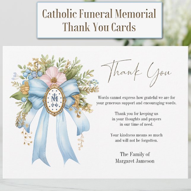 Tarjeta De Agradecimiento María Floral Católica Compasión por la Condolencia (Subido por el creador)