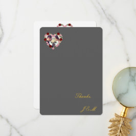 Tarjeta De Agradecimiento mariage gris couronne de fleurs
