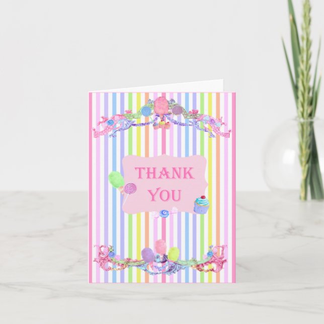 Tarjeta De Agradecimiento Marie Antoinette candy stripes pastels french (Anverso)