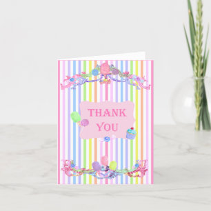 Tarjeta De Agradecimiento Marie Antoinette candy stripes pastels french