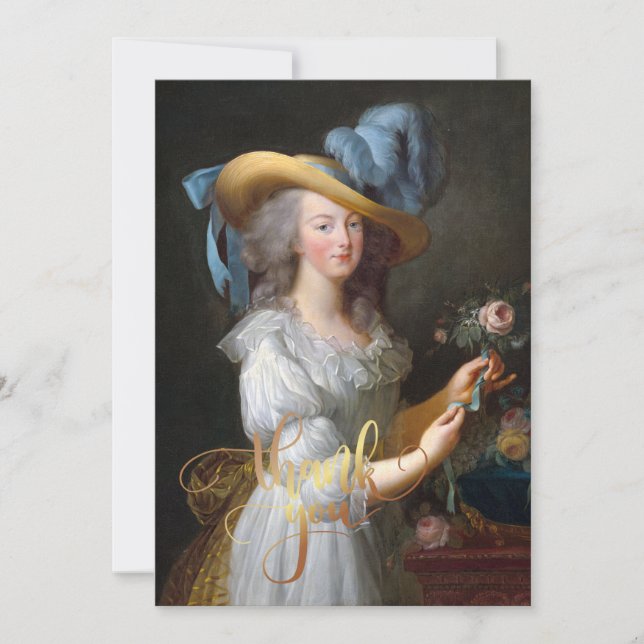 Tarjeta De Agradecimiento Marie Antoinette con un rosa Gracias (Anverso)