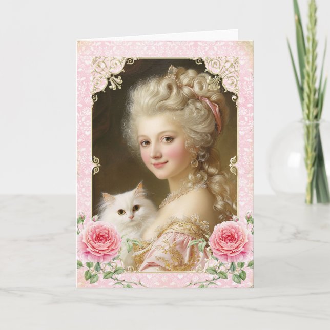 Tarjeta De Agradecimiento Marie Antoinette,French,Paris,cat,portrait,カード (Anverso)