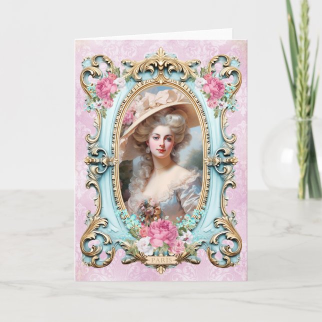 Tarjeta De Agradecimiento Marie Antoinette,French,Paris,portrait,roses 招待状 (Anverso)