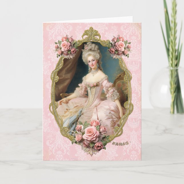 Tarjeta De Agradecimiento Marie Antoinette,French,Paris,portrait,roses 招待状 (Anverso)