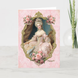 Tarjeta De Agradecimiento Marie Antoinette,French,Paris,portrait,roses 招待状