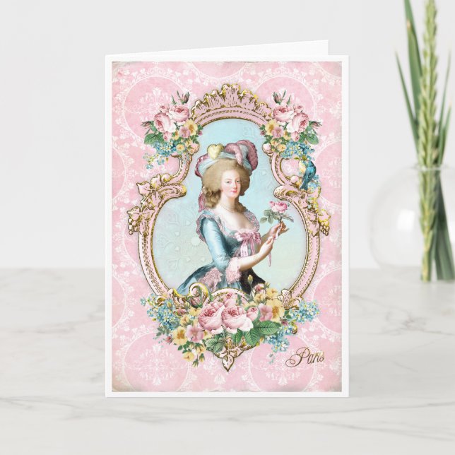 Tarjeta De Agradecimiento Marie Antoinette French Paris rose portrait カード (Anverso)