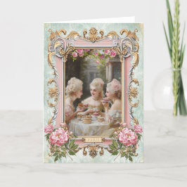 Tarjeta De Agradecimiento Marie Antoinette,French,Paris,tea,cake,rose 招待状