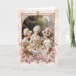Tarjeta De Agradecimiento Marie Antoinette,French,Paris,tea,cake,roses 招待状
