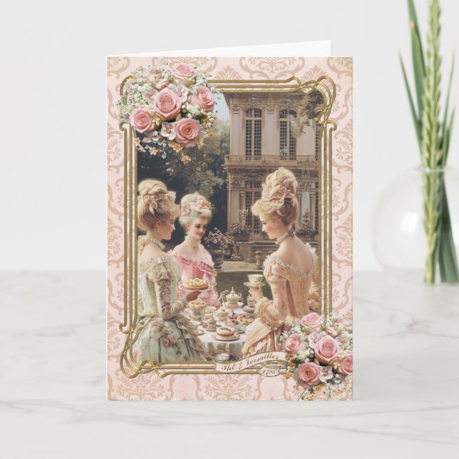 Tarjeta De Agradecimiento Marie Antoinette,French,Paris,tea,cake,roses 招待状 (Anverso)