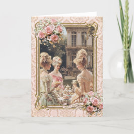 Tarjeta De Agradecimiento Marie Antoinette,French,Paris,tea,cake,roses 招待状