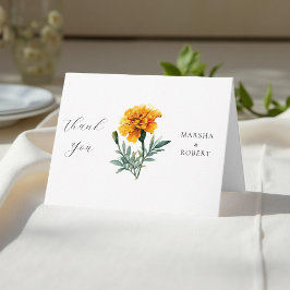 Tarjeta De Agradecimiento Marigold Elegant Watercolor Floral Yellow Wedding