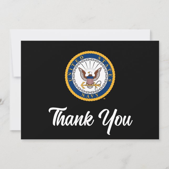 Tarjeta De Agradecimiento Marina de Estados Unidos | Emblema naval (Anverso)