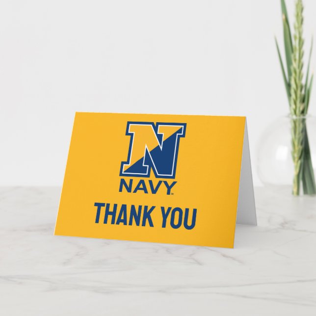Tarjeta De Agradecimiento Marina de Estados Unidos | N inicial de la marina (Anverso)