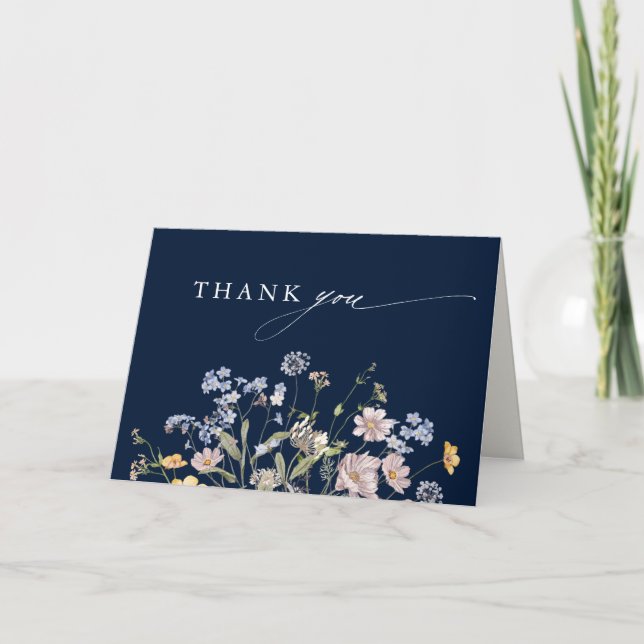 Tarjeta De Agradecimiento Marina Wildflower Meadow Garden Bridal Shower (Anverso)