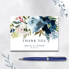 Tarjeta De Agradecimiento Marina y Dusty Blue Elegent acuarela floral