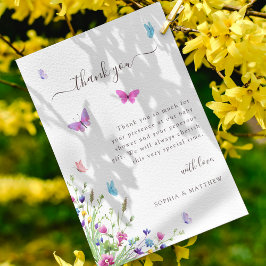 Tarjeta De Agradecimiento Mariposa acuarela Elegante Baby Shower Floral