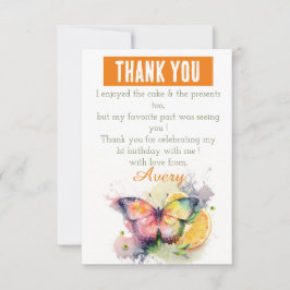 Tarjeta De Agradecimiento Mariposa acuática con vibraciones de verano - Cump