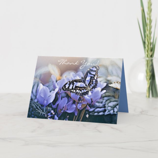 Tarjeta De Agradecimiento Mariposa azul (Anverso)