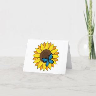 Tarjeta De Agradecimiento Mariposa azul y girasol   Añadir texto
