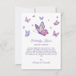 Tarjeta De Agradecimiento Mariposa besa Baby Shower morado