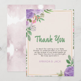 Tarjeta De Agradecimiento Mariposa besa violeta flor Baby Shower