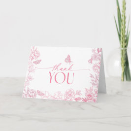 Tarjeta De Agradecimiento Mariposa blanca y rosa floral de Victoria