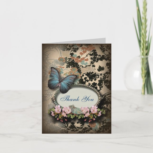 Tarjeta De Agradecimiento Mariposa botánica Bohemia Ducha de novia en París (Anverso)