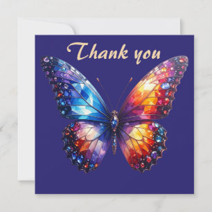 Tarjeta De Agradecimiento Mariposa Brillante en Diamantes