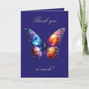 Tarjeta De Agradecimiento Mariposa Brillante en Diamantes Gracias personaliz