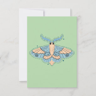 Tarjeta De Agradecimiento Mariposa Celestial Caprichosa — Azul Suave y Meloc