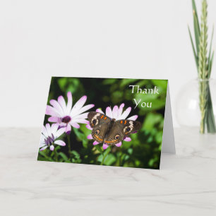 Tarjeta De Agradecimiento Mariposa de Buckeye sobre morado Gracias