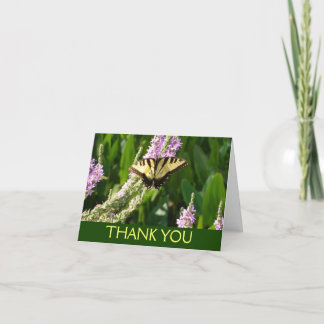 Tarjeta De Agradecimiento Mariposa de cola cruda sobre flores silvestres mor