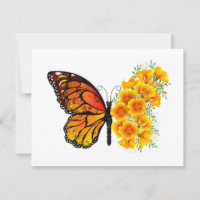 Mariposa de flores con amapola amarilla de Califor