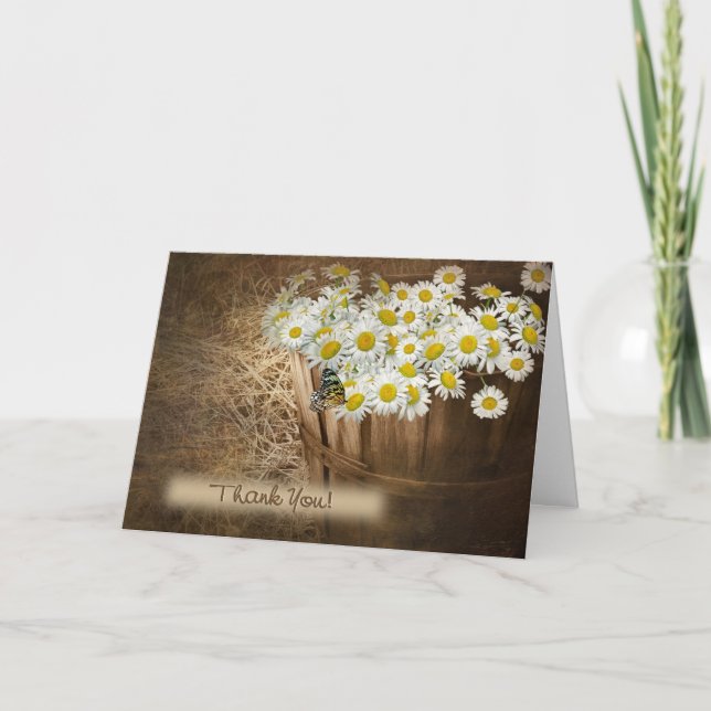 Tarjeta De Agradecimiento Mariposa en Daisy, cesta de Bushel (Anverso)