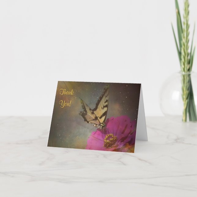 Tarjeta De Agradecimiento Mariposa En El Jardín (Anverso)