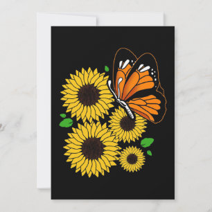 Tarjeta De Agradecimiento Mariposa En El Jardín Del Girasol