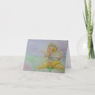 Tarjeta De Agradecimiento Mariposa en flor amarilla