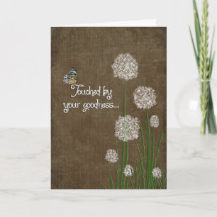 Tarjeta De Agradecimiento mariposa en flor de puff gracias