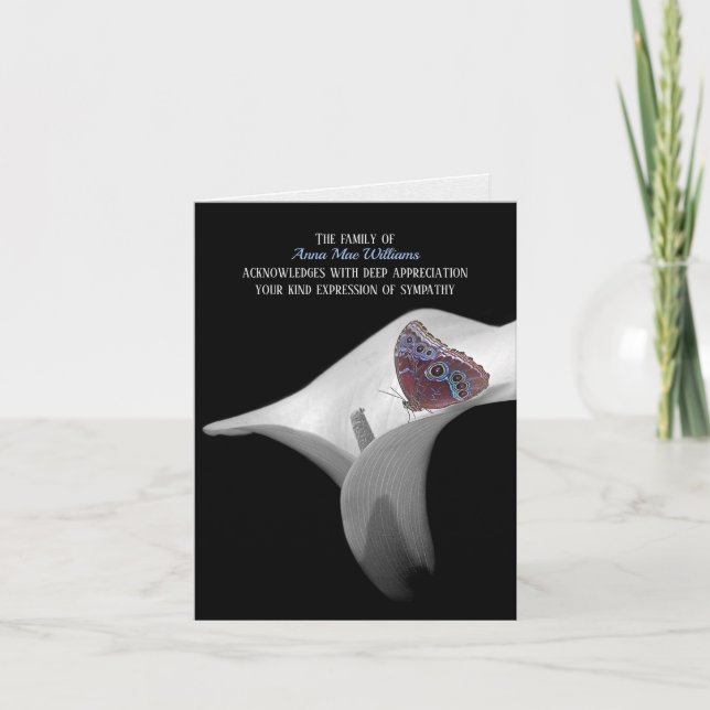 Tarjeta De Agradecimiento Mariposa en paz Lily Solidaridad Gracias (Anverso)