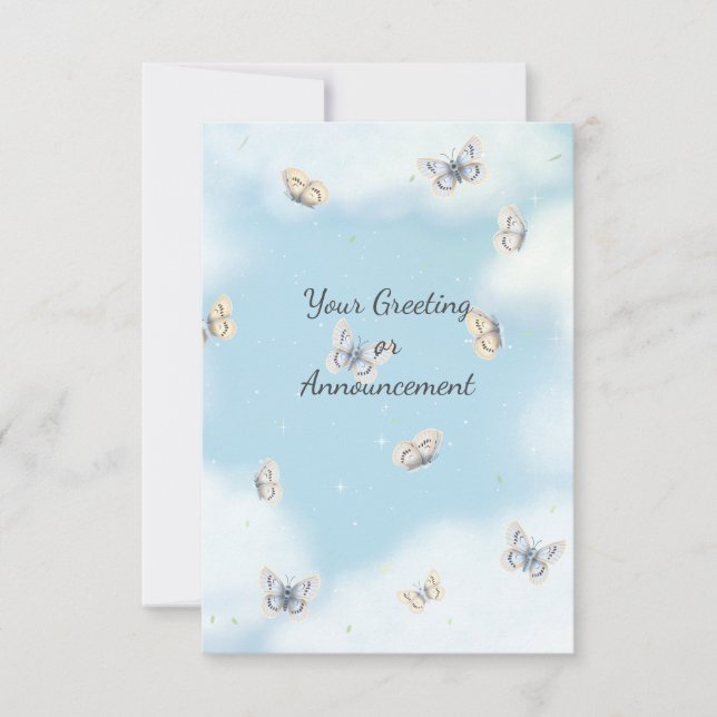 Tarjeta De Agradecimiento Mariposa enjambre en Personalizado Dreamy Blue Sky (Anverso)