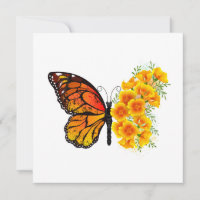 Mariposa Flor con Amapola de California Amarilla