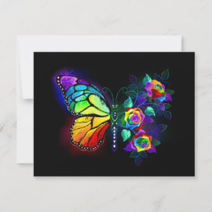 Tarjeta De Agradecimiento mariposa flor de arcoíris