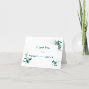 Tarjeta de agradecimiento - mariposa floral azul v