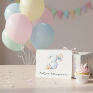 Tarjeta De Agradecimiento Mariposa Floral Cumpleaños 3 Fantasía de Primavera