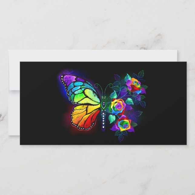 Tarjeta De Agradecimiento Mariposa florida arcoiris (Anverso)