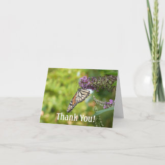 Tarjeta De Agradecimiento Mariposa Monarca en Arbusto de Mariposas Morado