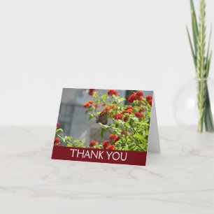 Tarjeta De Agradecimiento Mariposa Monarca en Buddleja Roja