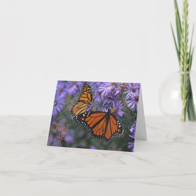 Tarjeta De Agradecimiento Mariposa monarca gracias (Anverso)
