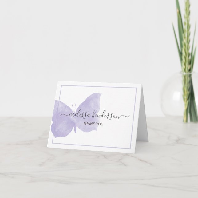 Tarjeta De Agradecimiento Mariposa morada profesional (Anverso)