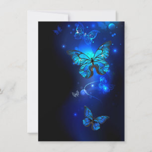 Tarjeta De Agradecimiento Mariposa Morpho en fondo oscuro